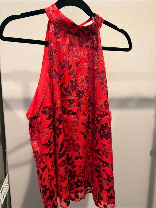 Alice + Olivia Tops - Alice + Olivia Red Floral Halter Neck Blouse - NWT